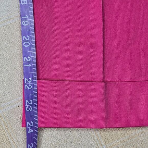 Cache Stretch Pink Cuffed Zip Front Barbiecore Resort Wear Cropped Ankle Pants - Picture 10 of 11